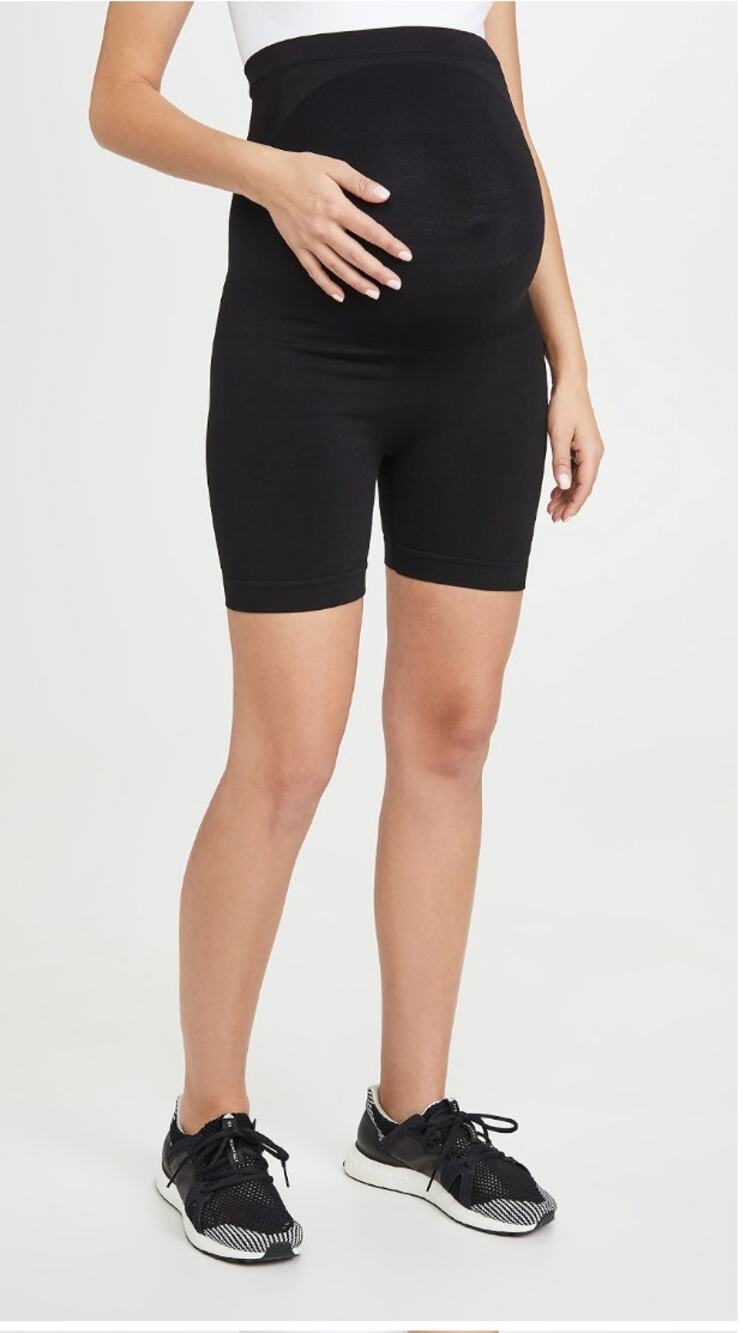 BLANQI Maternity Belly Support Biker Shorts in Black // M
